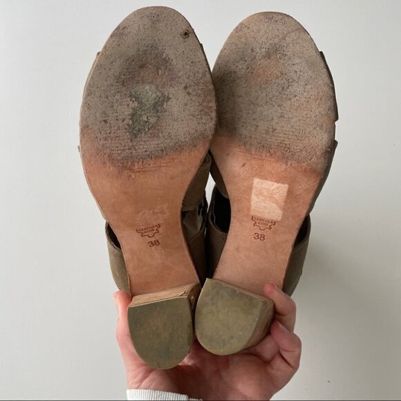 𝅺FREE People Chunky Heel Peep Toe Ankle Zip Booties Womens 7 - Picture 4 of 8